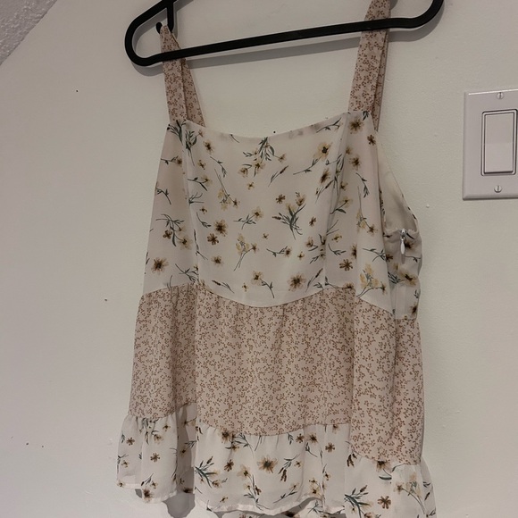 Paper Crane Tops - Paper Crane Floral Cream and Brown Camisole